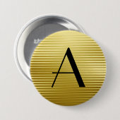 Monogram Art Deco Gold Satin Stripes Ronde Button 7,6 Cm (Voorkant /achterkant)