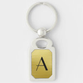 Monogram Art Deco Gold Satin Stripes Sleutelhanger (Voorkant)