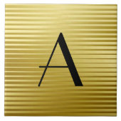 Monogram Art Deco Gold Satin Stripes Tegeltje (Voorkant)