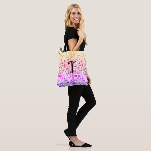 Monogram Art Deco Kleurrijke Cirkels Tote Bag (Op model)