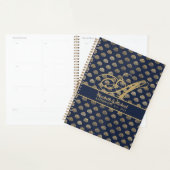 Monogram ART Deco marineblauw goud schelpen pasget Planner (Display)