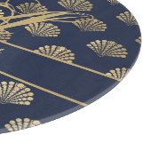 Monogram ART Deco marineblauw goud schelpen pasget Snijplank (Hoek)