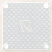 Monogram ART DECO Schelpen Marineblauw Goud Nieuwg Glazen Onderzetter (Achterkant)