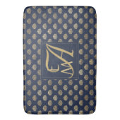 Monogram ART DECO Schelpen Navyblauw Goud Nieuwget Badmat (Voorkant Verticaal)