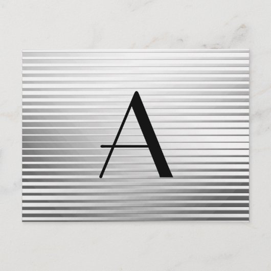 Monogram Art Deco Silver Satin Stripes Briefkaart (Voorkant)