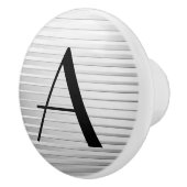 Monogram Art Deco Silver Satin Stripes Keramische Knop (Rechts)