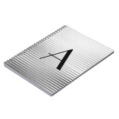 Monogram Art Deco Silver Satin Stripes Notitieboek (Linkerzijde)
