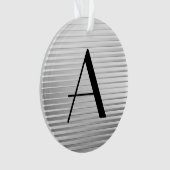 Monogram Art Deco Silver Satin Stripes Ornament (voorkant)