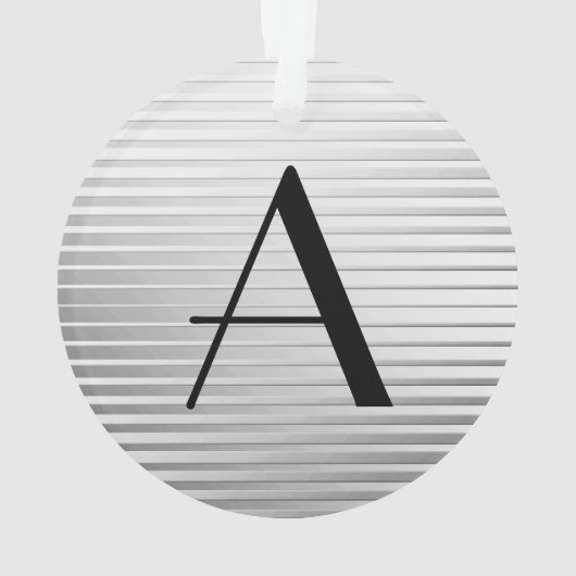 Monogram Art Deco Silver Satin Stripes Ornament (achterkant)