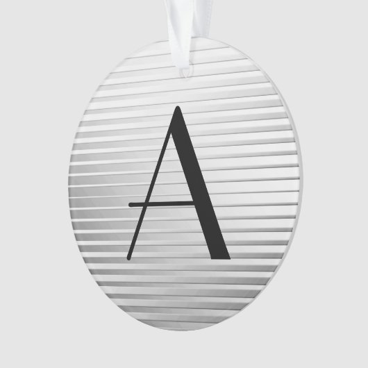 Monogram Art Deco Silver Satin Stripes Ornament (voorkant)
