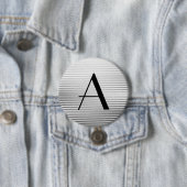 Monogram Art Deco Silver Satin Stripes Ronde Button 7,6 Cm (In situ)