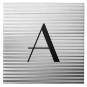 Monogram Art Deco Silver Satin Stripes Tegeltje (Voorkant)