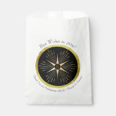 Monogram Art Deco Star Zwart en Goud Bedankzakje (Voorkant)