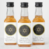 Monogram Art Deco Star Zwart en Goud Likeurfles Etiket (Flessen)