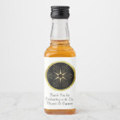 Monogram Art Deco Star Zwart en Goud Likeurfles Etiket (Voorkant)