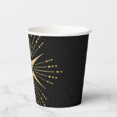 Monogram Art Deco Star Zwart en Goud Papier beker (Achterkant)