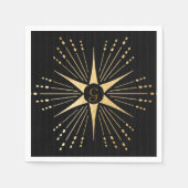 Monogram Art Deco Star Zwart en Goud Servet (Voorkant)