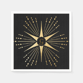 Monogram Art Deco Star Zwart en Goud Servet