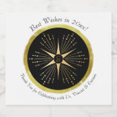 Monogram Art Deco Star Zwart en Goud Sparkling Wijnetiket (Enkel label)