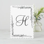 Monogram Art Deco Wedding Uitnodiging (Staand voorkant)