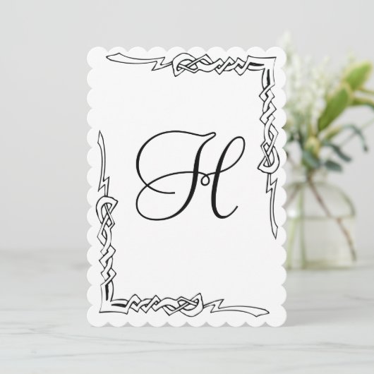 Monogram Art Deco Wedding Uitnodiging (Staand voorkant)