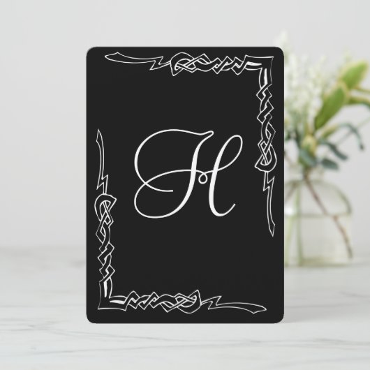Monogram Art Deco Wedding Uitnodiging (Staand voorkant)