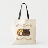 Monogram Art Glas Tijger Gezicht Tote Bag (Voorkant)
