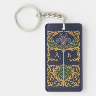Monogram Art Nouveau Bookish Sleutelhanger