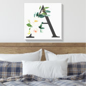 Monogram Art Print, Floral Letter A, Wedding Gift Canvas Afdruk (Insitu (Slaapkamer))