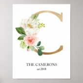 Monogram Art Print, Letter C, Wedding, Nursery Poster (Voorkant)