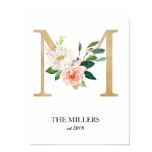 Monogram Art Print, Letter M, Wedding, Nursery