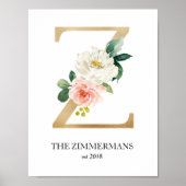 Monogram Art Print, Letter Z, Wedding, Nursery Poster (Voorkant)