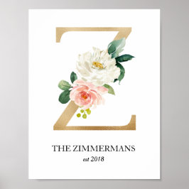 Monogram Art Print, Letter Z, Wedding, Nursery Poster
