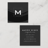 Monogram Artistic Geborsteld Zwart Vierkante Visitekaartje (Voorkant / Achterkant)