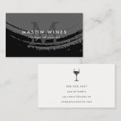 Monogram Artistiek Geborsteld Wijn Glas Visitekaartje (Voorkant / Achterkant)