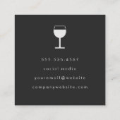 Monogram Artistiek Geborsteld Zwart Wijn Glas Vierkante Visitekaartje (Achterkant)