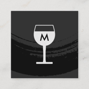 Monogram artistiek geborsteld zwart wijnglas vierkante visitekaartje