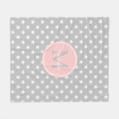 Monogram ash Gray en Baby Roze Stars Fleece Deken (Voorkant (Horizontaal))