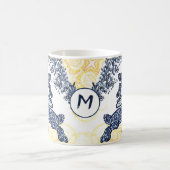 Monogram Asian Blue White Gold Rabbit Chinoiserie Koffiemok (Center)