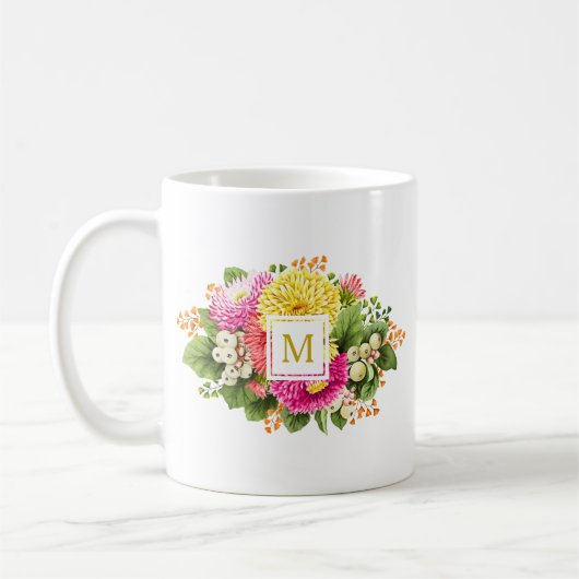 Monogram Asters Bouquet Pink Yellow Mok (Links)