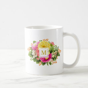 Monogram  Asters Bouquet Pink Yellow Mok