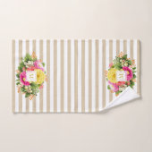 Monogram Asters Hot Pink Beige Handdoekset Bad Handdoek (Handdoek)