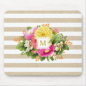 Monogram  Asters Hot Pink Shabby Mousepad Muismat (Voorkant)
