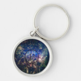 Monogram astronomie diep ruimtekleurig sleutelhanger