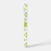 Monogram Atlantis Green Star Damast op Wit iPhone 15 Case (Linkerkant)
