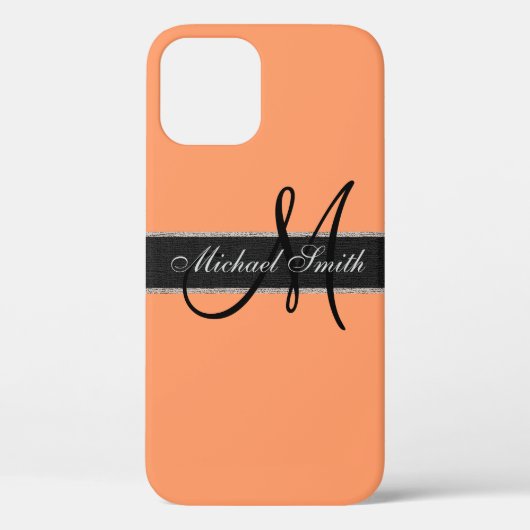 Monogram Atomic tangerine Color Background Case-Mate iPhone Case (Achterkant)