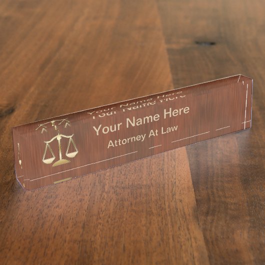 Monogram Attorney Executive Name Bord Naambordje (Zijkant)