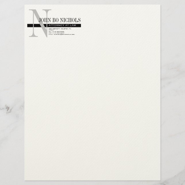 Monogram Attorney Letterhead Gepersonaliseerd Briefhoofd (Voorkant)