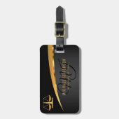 Monogram Attorney to Law - Black and Gold Bagagelabel (Voorkant verticaal)