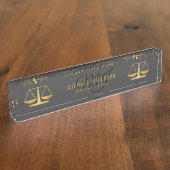 Monogram Attorney to Law - Black and Gold Naambordje (Zijkant)